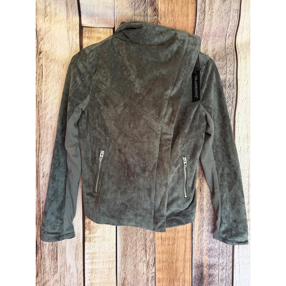 BLANKNYC Faux Suede Moto Jacket Anthropologie Gray Vegan‎ Fall Biker Small NWT